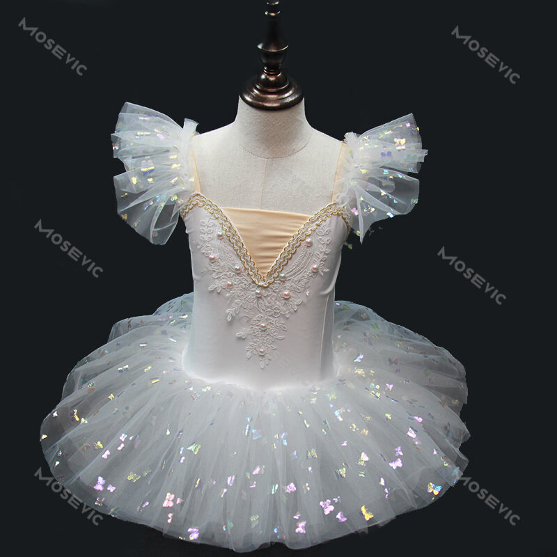 New Professional Ballet Tutu Girls White  Platter Pancake Tutu Ballerina Party Dress Adult Women Child Kids Ballet Dance Costume