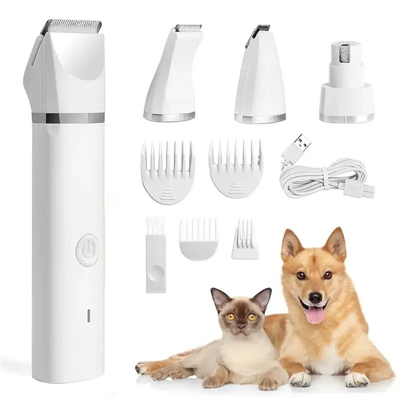 Tondeuse électrique aste pour animaux de compagnie, kit de toilettage pour chiens, machine à couper les poils des pieds, 4 en 1