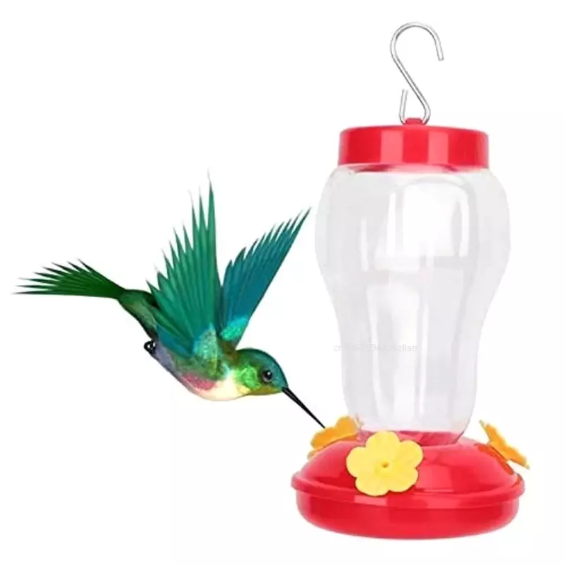 Mangiatoia per uccelli da esterno in plastica con gancio in ferro bottiglia per abbeveratoio per uccelli in plastica appesa mangiatoia per colibrì da giardino