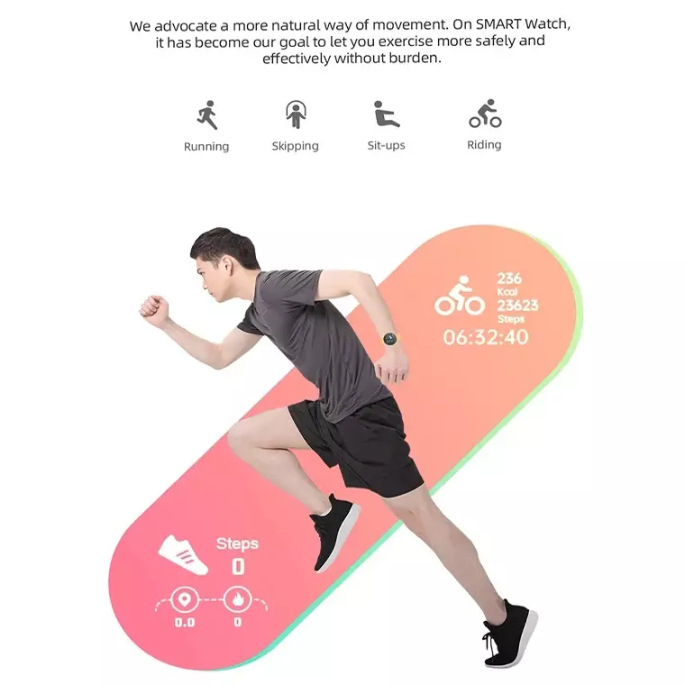 D18 jam tangan pintar Stepcount Fitness, arloji cerdas multifungsi langkah terhubung untuk pria dan wanita cocok untuk ponsel Android