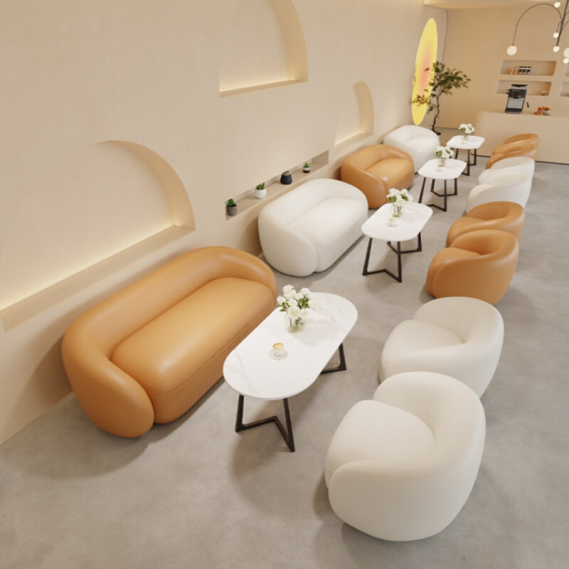 コーヒーショップのデザートテーブルと椅子の組み合わせ、サロンレセプションソファ、ミルクティー、コーヒーテーブルセット