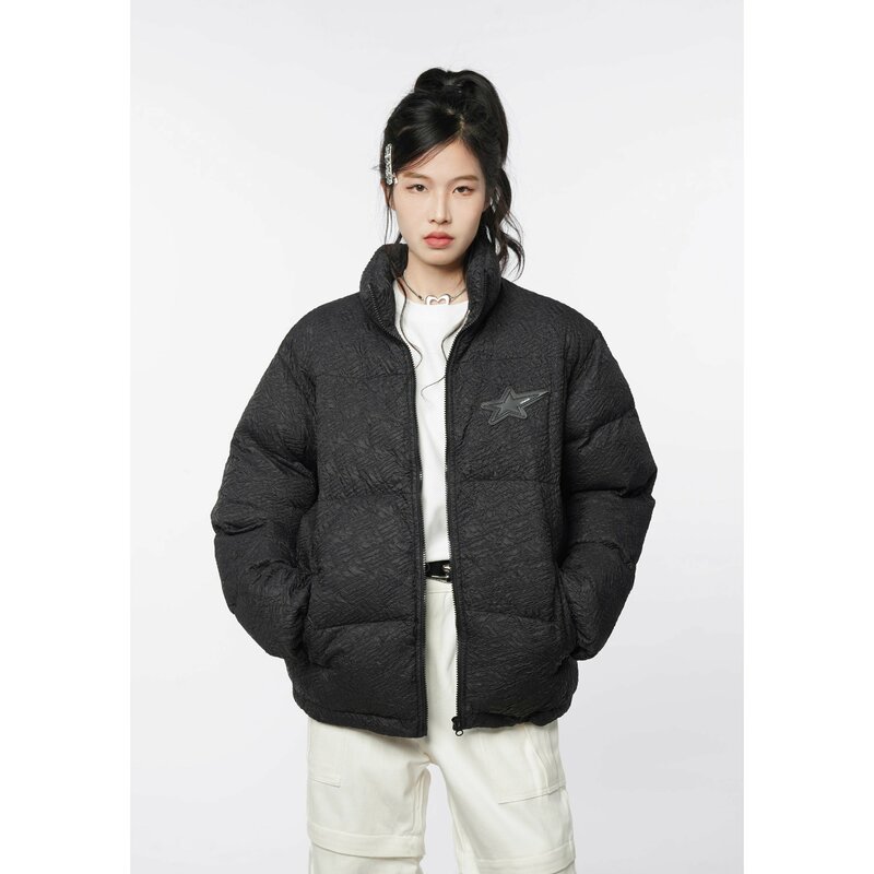 女性のための厚いルーズパフコート,コットンジャケット,スタンドカラー,韓国のファッション,冬