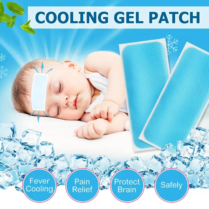 Cooling Gel Patches para Febre Desconforto, Alívio das dores, Adesivo portátil para crianças, Adulto Cooling Relief Fever, Redutor, 6 pcs, 10 pcs, 20pcs