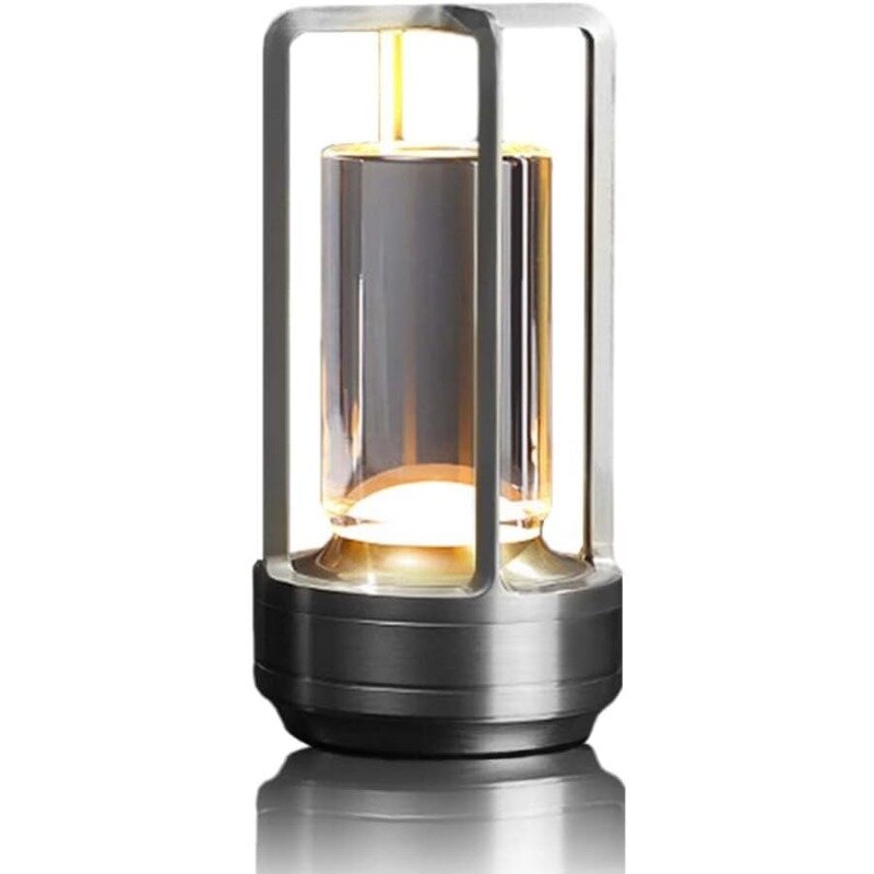 Draagbare Metalen Bureaulamp, 16 Kleuren Aanraakbediening Oplaadbare Lamp, Traploze Helderheidskamer Decor Bureaulamp (Zwart)