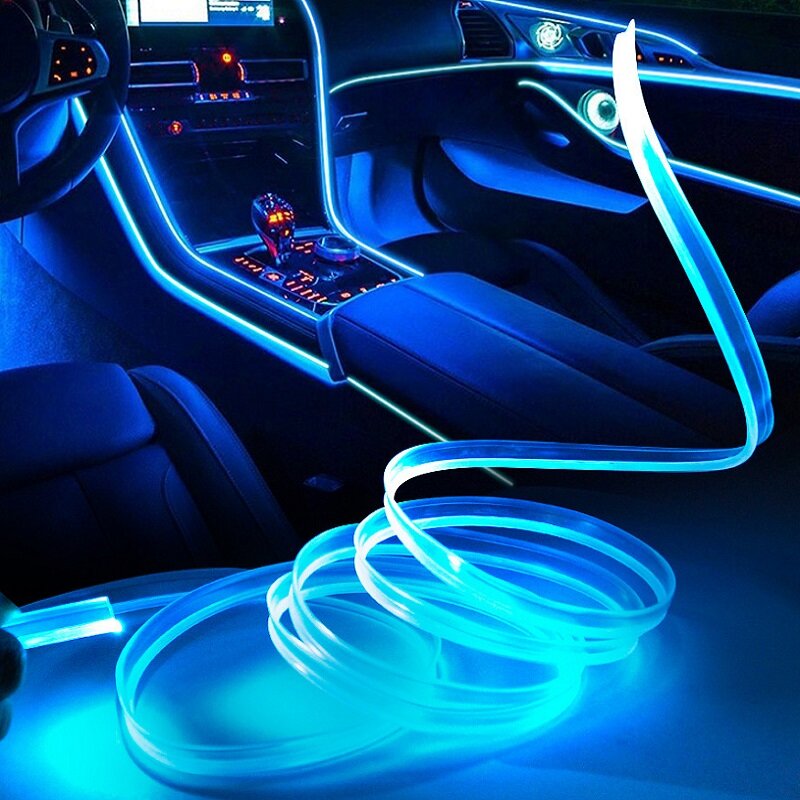 LED Car Atmosphere Lamp, decoração de interiores flexível, moldagem Trim Strips, linha USB tubo, linha de luz fria, 3m