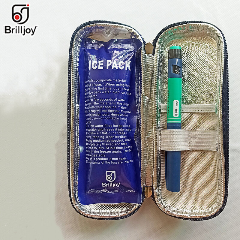 Brilljoy-bolsa enfriadora de insulina EVA, bolsa portátil con aislamiento para medicina diabética, estuche de viaje, caja enfriadora de papel de aluminio, bolsas pequeñas de hielo