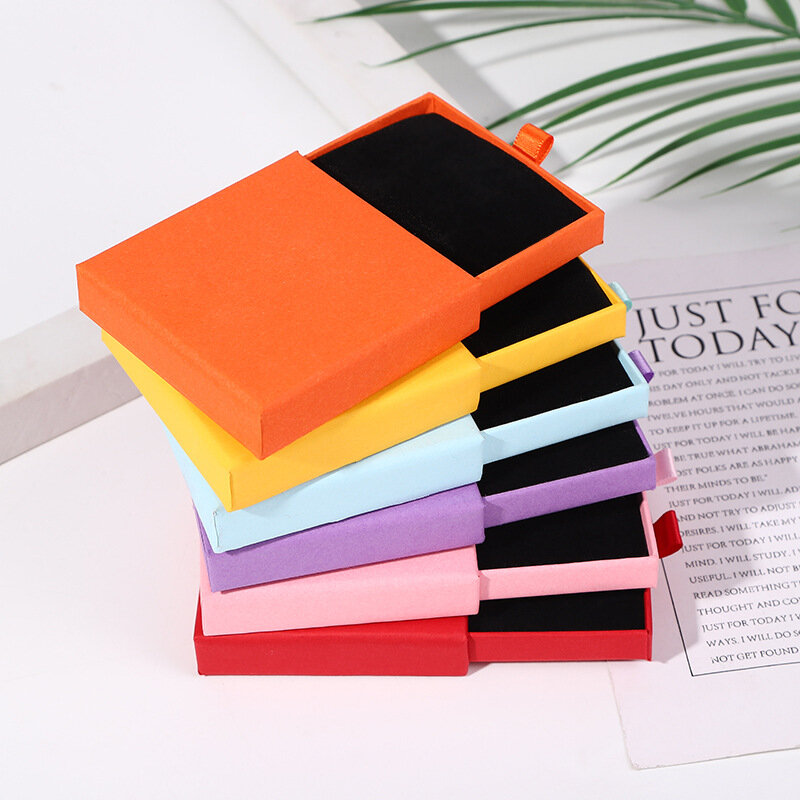 New Arrive Thin Kraft Paper Drawer Jewelry Packaging Box Greeting Card Necklace Bracelet Gift Package Case Boxes Dropshipping