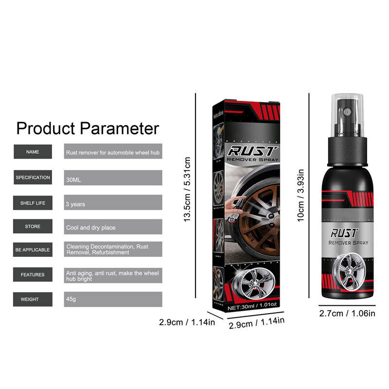 30/100m Rust Inhibitor Rust Remover Derusting Spray Car Maintenance Cleaning Metal Chrome Paint Clean Anti-rust Lubricant