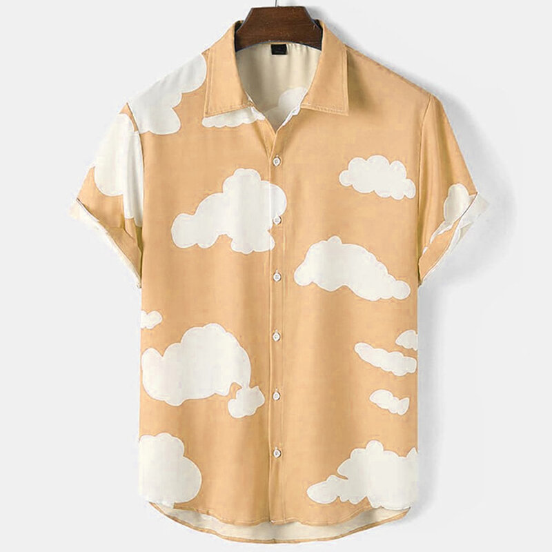 เสื้อผู้ชายแขนสั้น Cloud พิมพ์เสื้อฮาวายชุดวันหยุด Unisex แฟชั่นเสื้อฤดูร้อน Tees Casual ขนาดใหญ่เสื้อผ้า