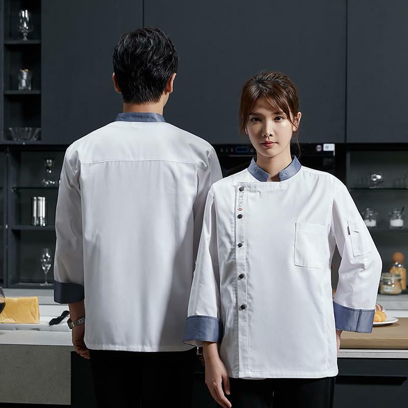 Salopette de Chef à manches longues, vêtements de printemps et d'automne, uniforme de Chef de cuisine d'hôtel pour hommes