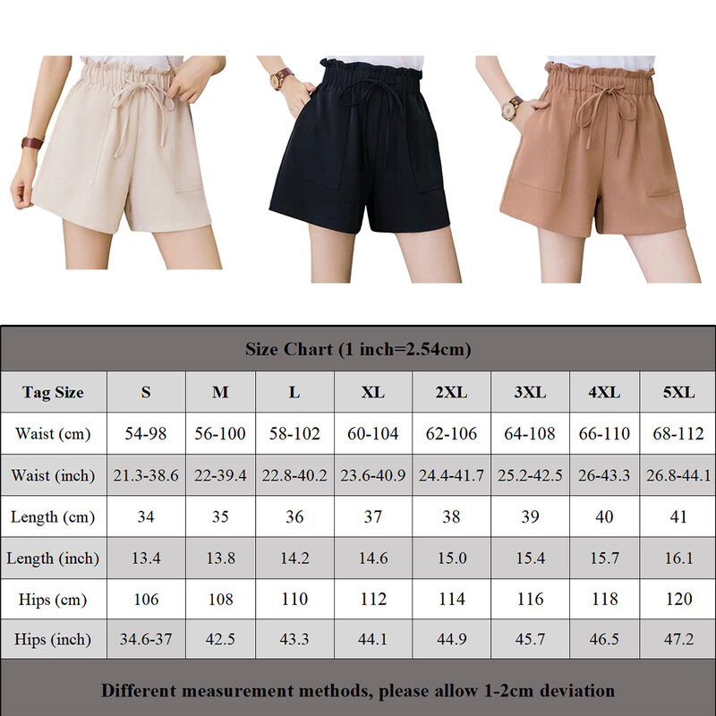 Celana pendek S-5XL wanita, Bawahan kasual pinggang tinggi gaya Korea ramping warna polos musim semi musim panas