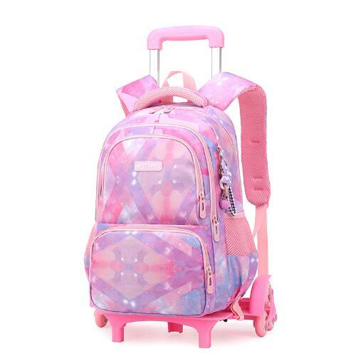 소녀를위한 바퀴가있는 학교 트롤리 가방 소년을위한 학교 롤링 배낭 소녀를위한 배낭 학교 배낭 가방