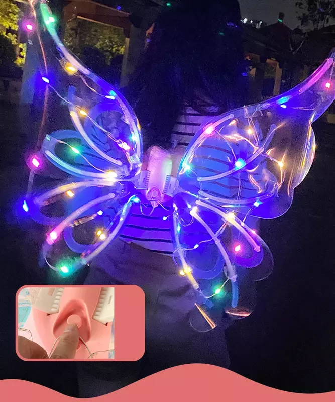 Elfo elétrico Flapping Dragonfly Wings para crianças, Funny Butterfly Wings, Brinquedos biônicos para crianças, Halloween Music Lighting Dinosaur Wing para meninos e meninas