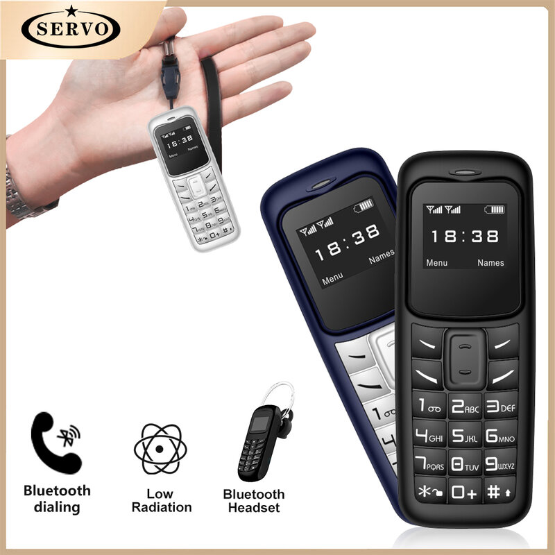 小さな携帯電話,Bluetooth,デュアルSIMを備えた超小型携帯電話,アラームと心拍数を測定するためのミニバックマイク,SERVO-BM30モデル