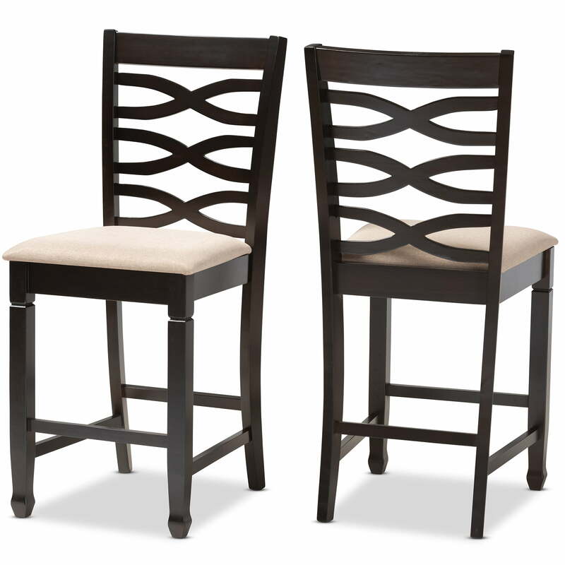 Modern and Contemporary Sand Fabric Upholstered Espresso Chair Set (Set of 2)