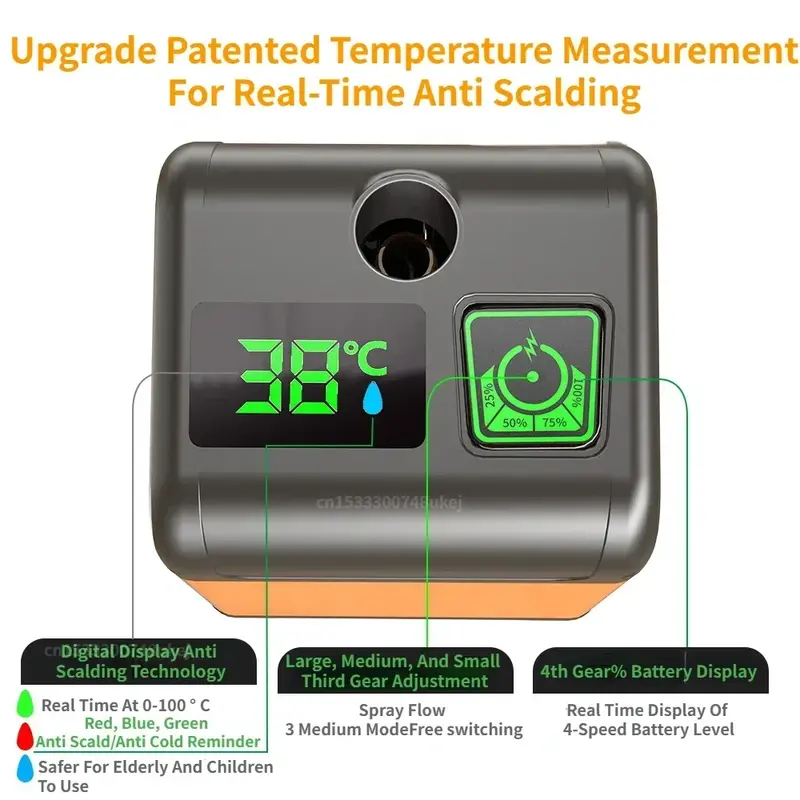 Outdoor Camping Shower Portable Electric Shower Pump IPX7 Waterproof with Digital Display for Camping Travel Beach Dormitory