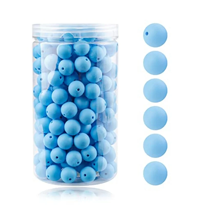Perles Rondes en Silicone de 15mm en Vrac, pour Collier, Bracelet, Lanière, Porte-clés, Cadre A, 105 Pièces