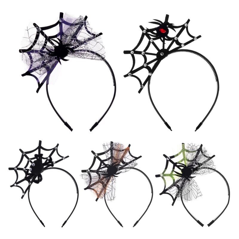 ผู้หญิงฮาโลวีน Spider Web รูปร่าง Headband Rave Party Novelty ชุดคอสเพลย์อุปกรณ์เสริมสำหรับผู้ใหญ่เด็กถ่ายภาพ Prop