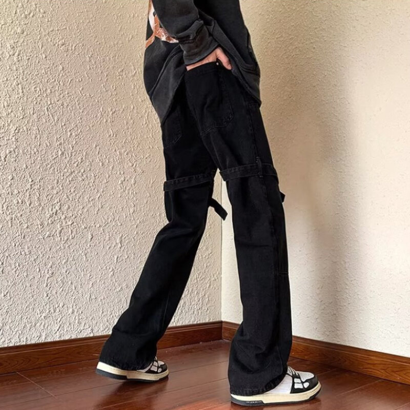 Jeans Männer Mode schlanke schöne Frühling Herbst Bänder Niet Knopf Design amerikanischen Stil jugendliche Temperament Hose Teenager