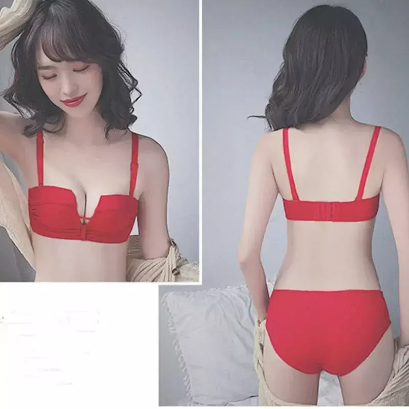 Women's Underwear Small Breasts Comfortable Push Up Without Underwire Underwear Sexy Backless Red Black