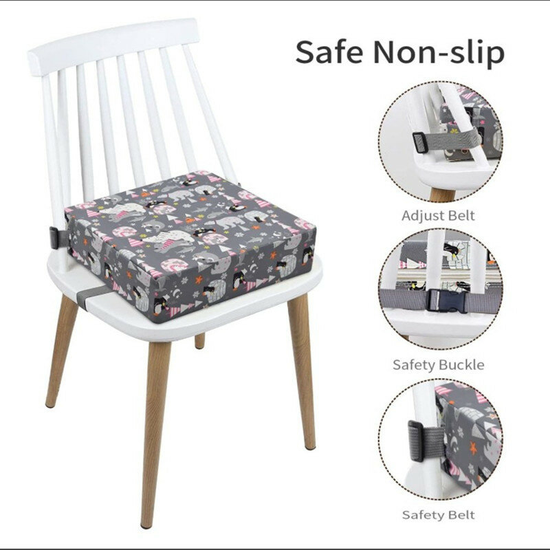 Portable Baby Seat Cushion Children's Dining Chair Leather Student Office High Resilience Removable Adjustable Height Pad Gift