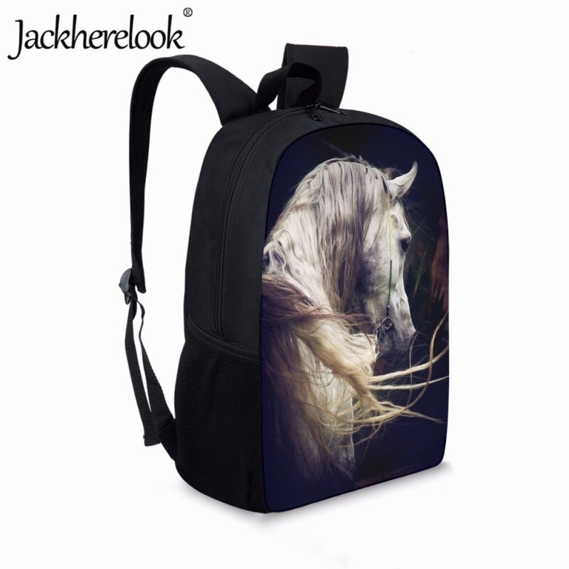 Jackherelook-패션 아트 말 3D 인쇄 학생 배낭, 유행 뜨거운 학교 가방, 소년 소녀 레저 여행 가방, 십대 배낭