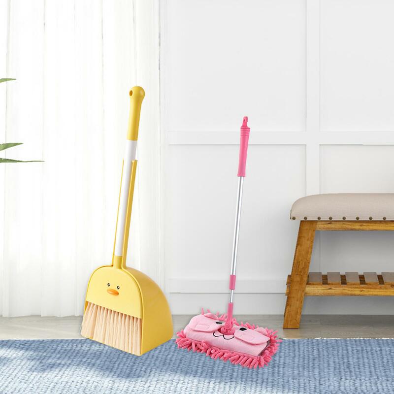 Pretend Play Mini Broom com Dustpan and Mop Para Crianças, Jardim de Infância