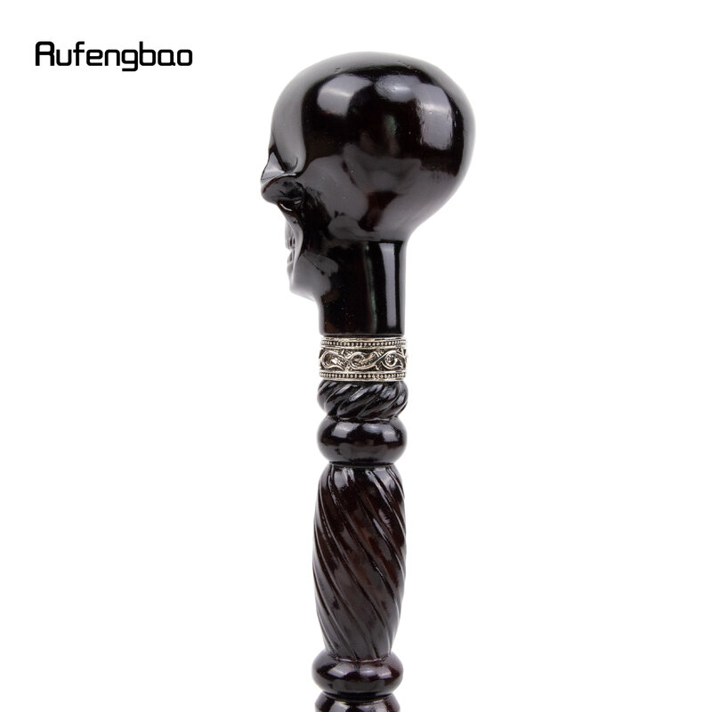 クリエイティブな黒の木製ウォーキングスティック,悪魔の頭蓋骨,ファッショナブルなウォーキングスティック,装飾的な杖,ハロウィーン,93cm
