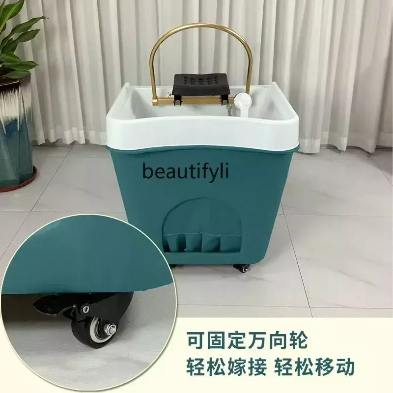 Movable Shampoo Basin Head Therapy Machine Supporting Massage Couch Facial Bed Fumigation Water Circulation Shampoo Machine