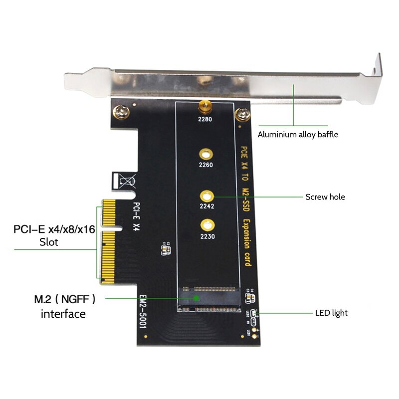 PCIE ke M.2 adaptor NVME kartu Riser M.2 jenis kunci NGFF SSD kartu adaptor PCIE ke PCIE3.0 4X kartu ekspansi