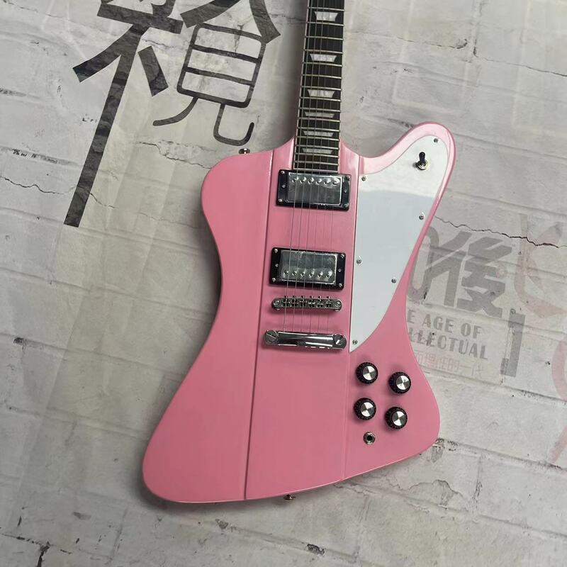 Guitarra elétrica com 6 cordas, corpo rosa, rosa, Fingerboard, Maple Wood Track, Real Factory Pictures, pode ser enviado com um