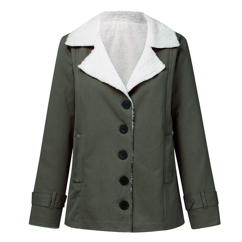 Manteau boutonné en peluche monochrome pour femme, doublure en laine, vêtements épais, offre spéciale, nouveau, automne, hiver, 2023