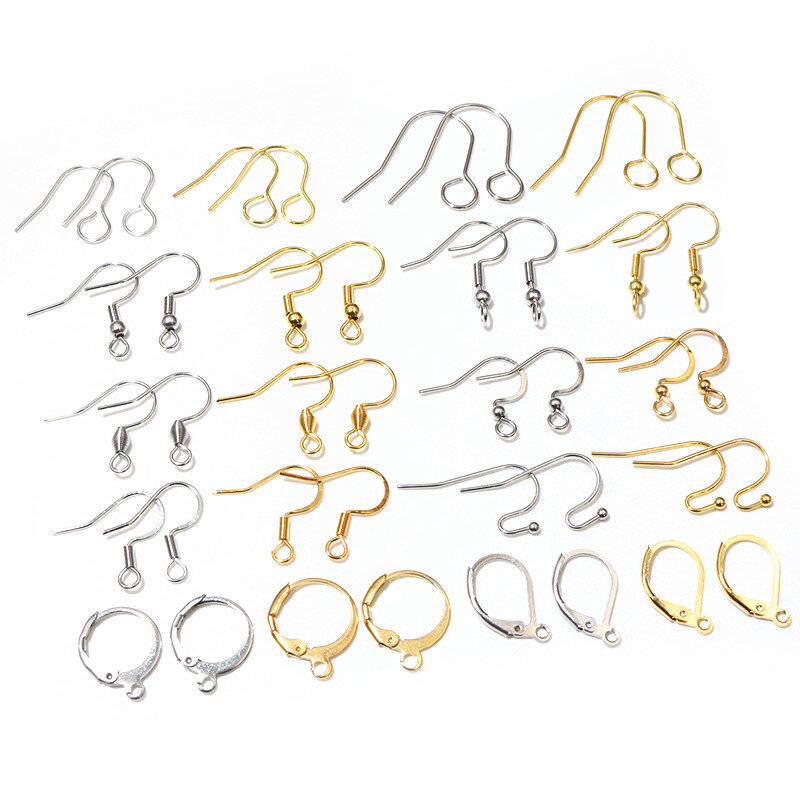 30-100 pz in acciaio inox fai da te orecchini ganci chiusura risultati gioielli fatti a mano che fanno accessori filo per le orecchie acciaio oro