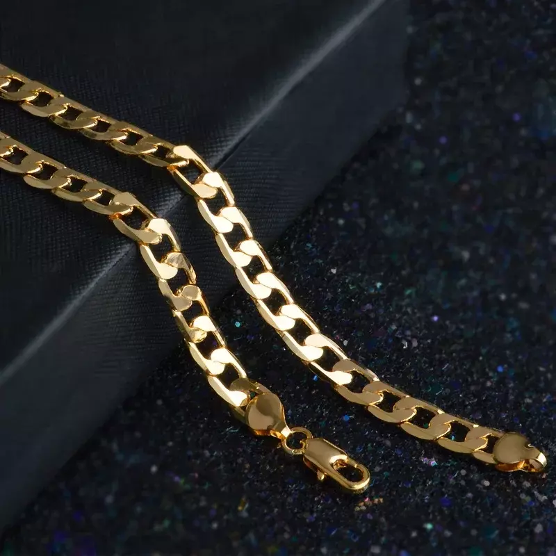 Ожерелья KCRLP из стерлингового серебра 925 пробы, 40-60 см, 18 К, золотого цвета, 8 мм, боковая цепь для мужчин и женщин, Изящные Ювелирные украшения, свадебные искусственные украшения