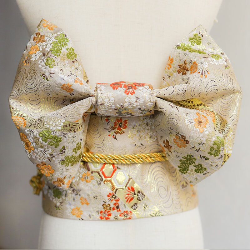 Women's Kimono Obi Floral Prints High End Bow-Knot Waistband Japan Style Yukata Waist Belt Cosplay Accessories
