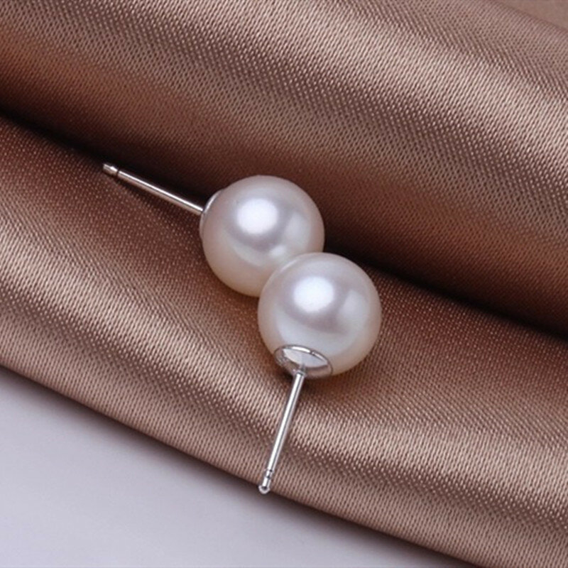Orecchini a bottone con perle di gioielli di alta qualità da donna in argento Sterling 925 XY0197