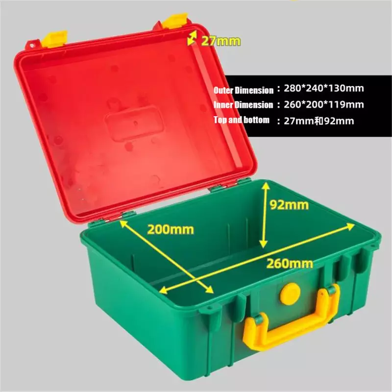 ABS Plastic Instrument Tool Box, Storage Toolbox, Mala de ferramentas do equipamento, Mala ao ar livre com espuma dentro, 280x240x130mm