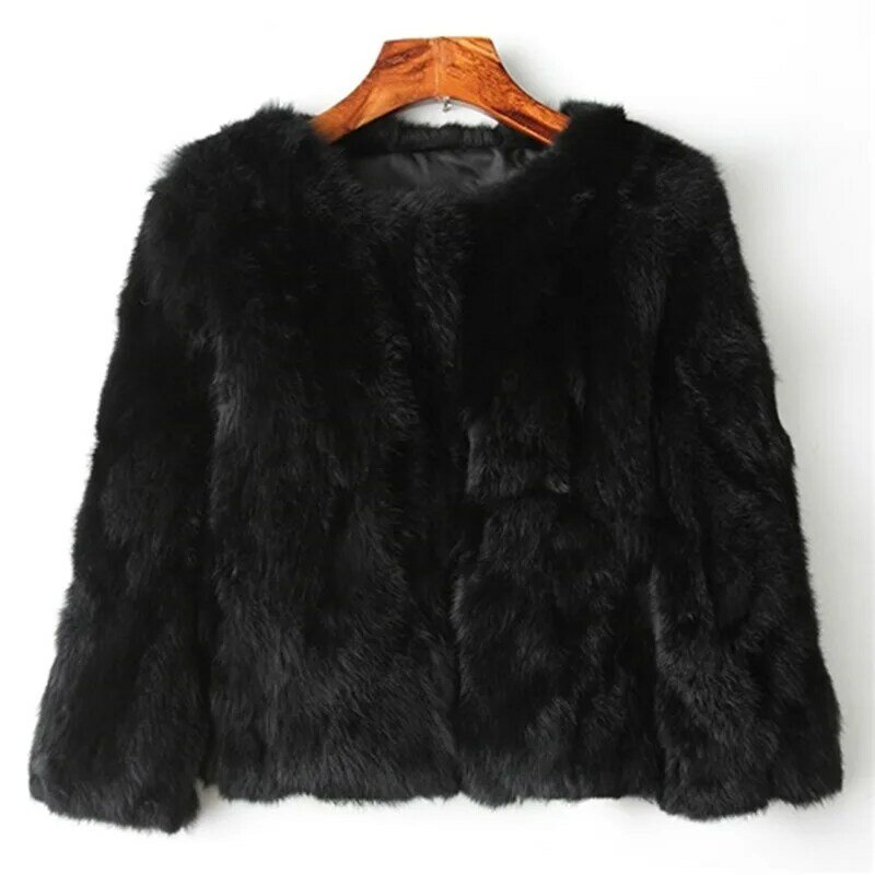 Women 2024 New Style Real Fur Coat Natural  Jacket Female Winter Warm Leather Rabbit   High Quality  Woman 