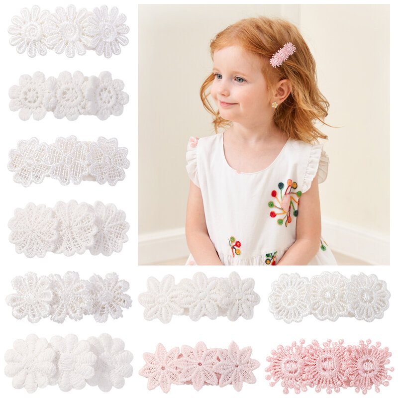 60pc/lot 2.4” Floral Snaps Hair Clips for Women Kids Girls Flower Hair Pins Embroidery Hairpins Baby Girl Daisy Flower Barrettes