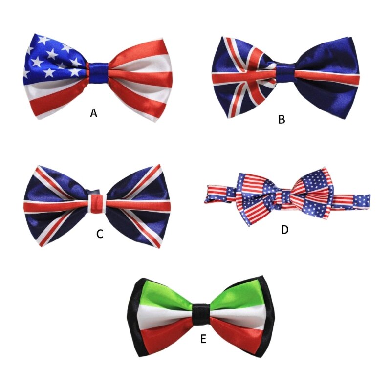 95AB мужской галстук-бабочка регулируемой длины, патриотический американский британский галстук-бабочка с принтом, галстук для