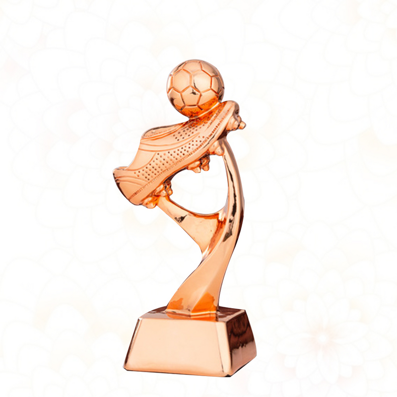 Mini trofeo de fútbol de resina chapado, juguete con Base para partido de Fútbol de premio de la Escuela de jardín de infantes (dorado)