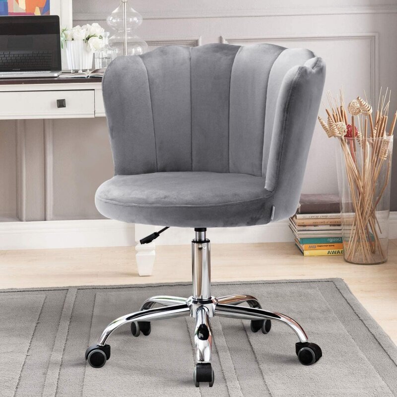 เก้าอี้สำนักงานบ้านผ้ากำมะหยี่ recaceik เก้าอี้โต๊ะหมุนปรับได้ทันสมัยสำหรับห้องนั่งเล่นหุ้มเบาะเก้าอี้โต๊ะเครื่องแป้งน่ารักด้วย