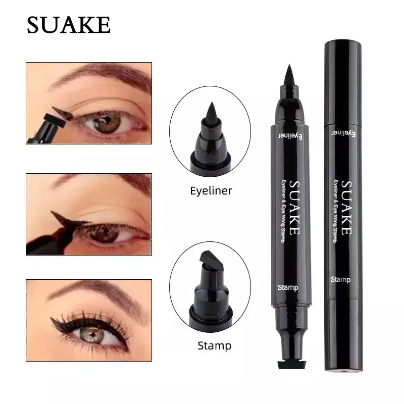 2 In1 Stamp Liquid Eyeliner Pencil Water Proof Fast Dry Double-ended Black Seal Eye Liner Pen Make Up per cosmetici da donna