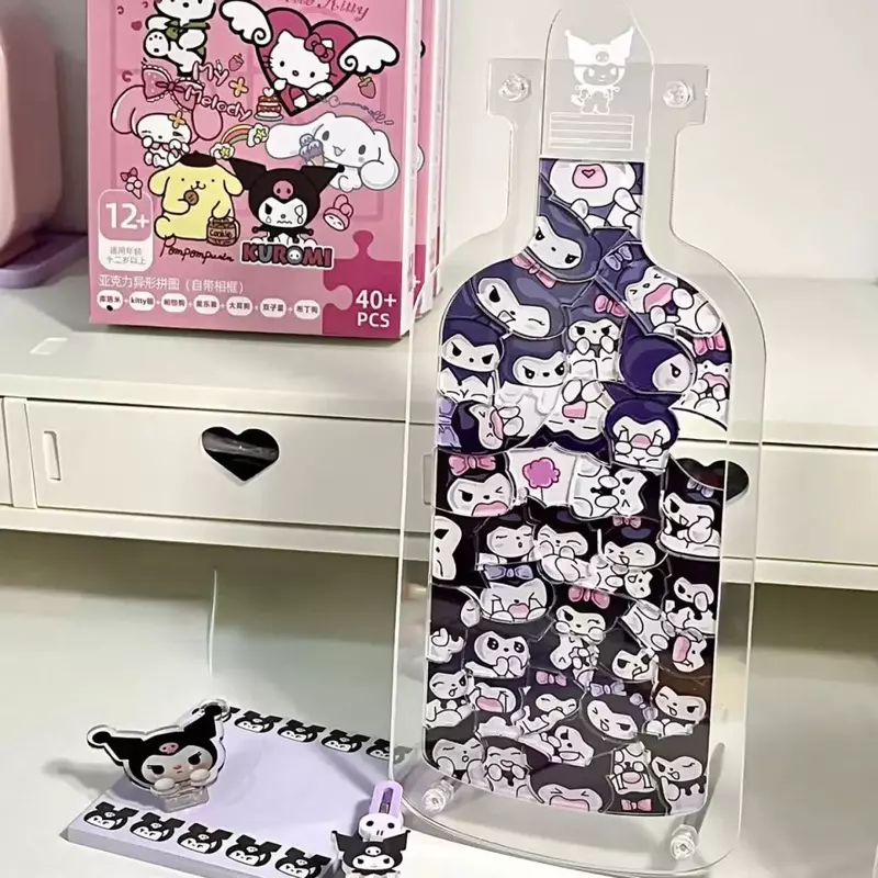 Sanrio acrilico Puzzle modello Hello Kitty Kuromi Melody Cinnamoroll Pochacco Pompompurin Kawaii ornamenti giocattoli carini regalo