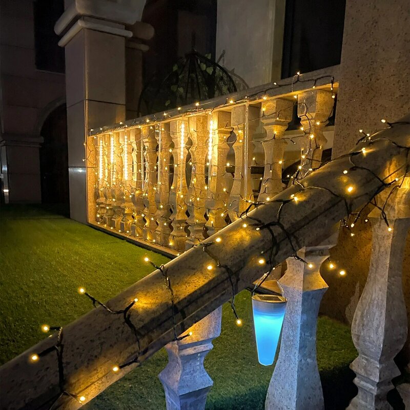 Lampu Natal tali Led dekoratif luar ruangan 8 Mode steker Uni Eropa