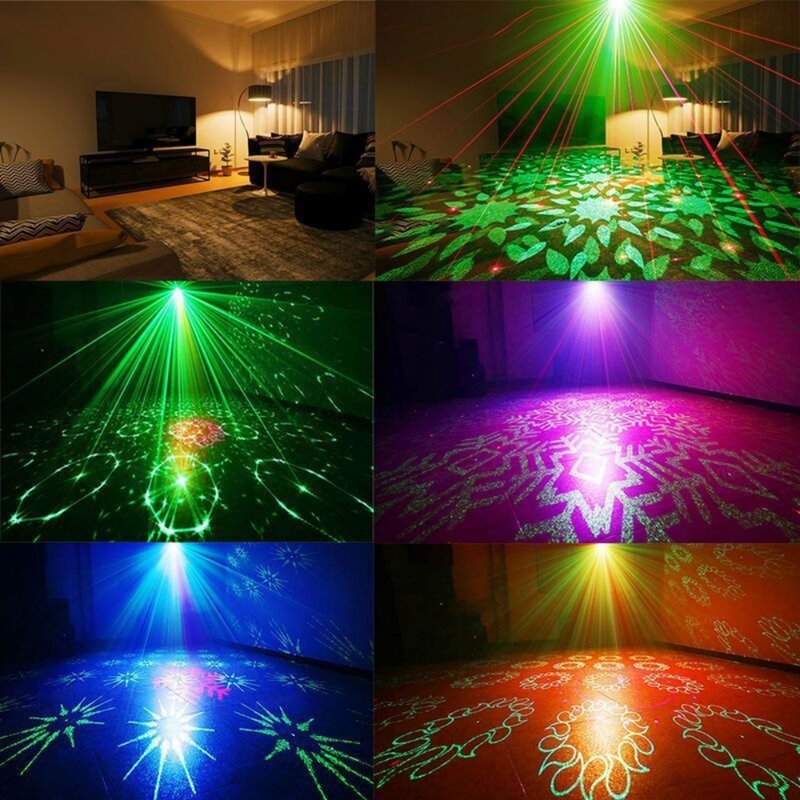 LED Stage Light Projetor Laser, Controle de Som, Vermelho, Verde, Azul, Disco, Strobe Lamp, Natal, Karaoke, Casamento, Decoração Home, Festa