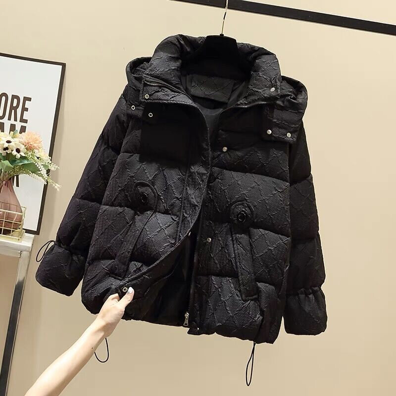 여성용 단색 기본 다용도 다운 코튼 코트, 하라주쿠 스트리트웨어 아우터, 고품질 후드 방수 따뜻한 재킷, 겨울
