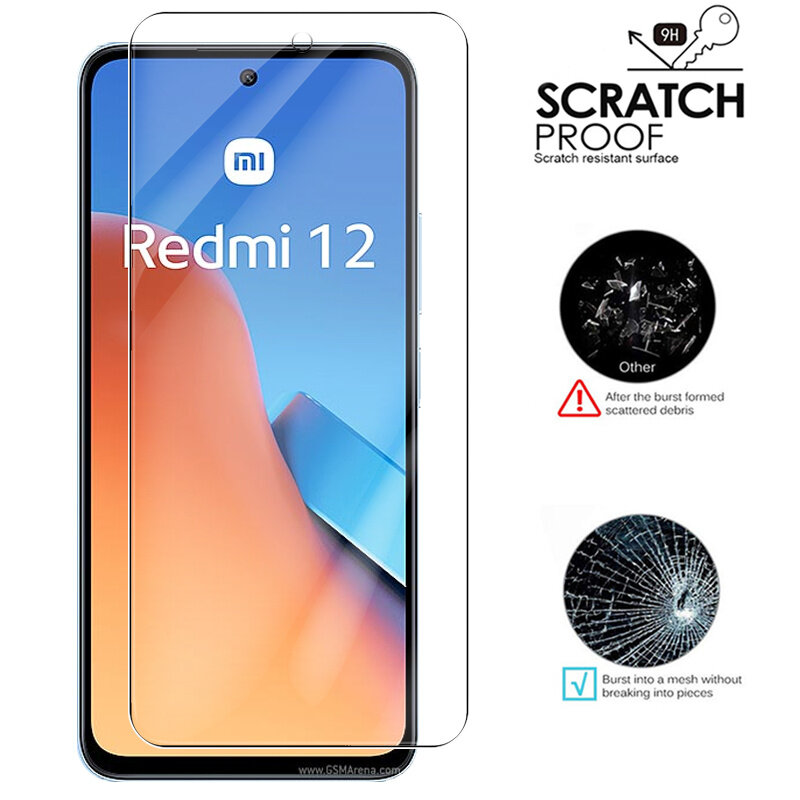 1-4ชิ้นกระจกนิรภัยป้องกันหน้าจอสำหรับ Xiaomi redmi 12 4g ฟิล์มป้องกันหน้าจอ readmi redmy 12 4G 6.79 "Redmi12
