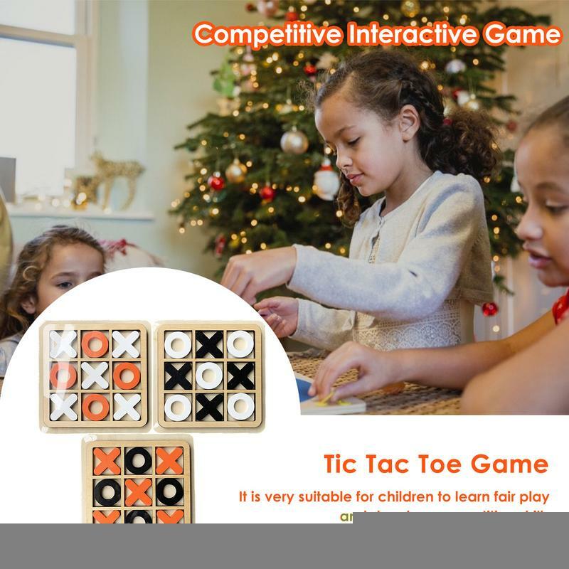Mini juego de mesa de madera de Tic-Tac-Toe, rompecabezas competitivo, bloques X O para decoración de mesa de café, juegos de fiesta, regalo para niños