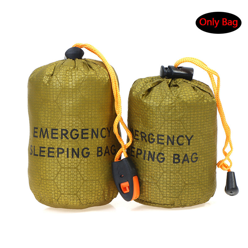 Saco de dormir de emergencia reutilizable, bolsa de viaje impermeable para supervivencia, equipo de emergencia al aire libre, equipo para actividades de senderismo
